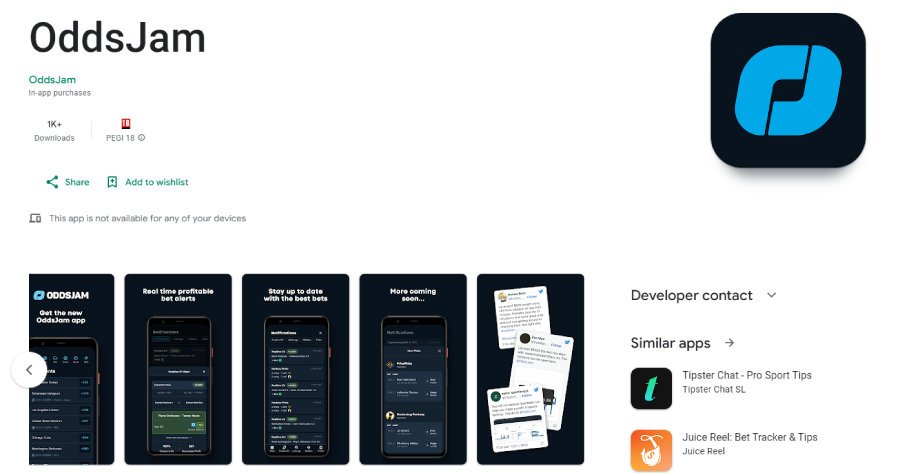 mobile app of Oddsjam