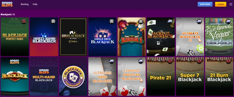 super slots black jack 