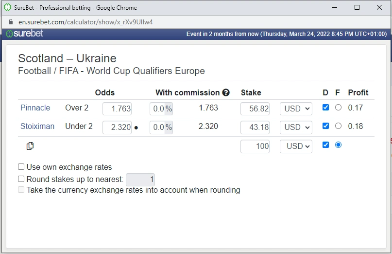 surebet calculator