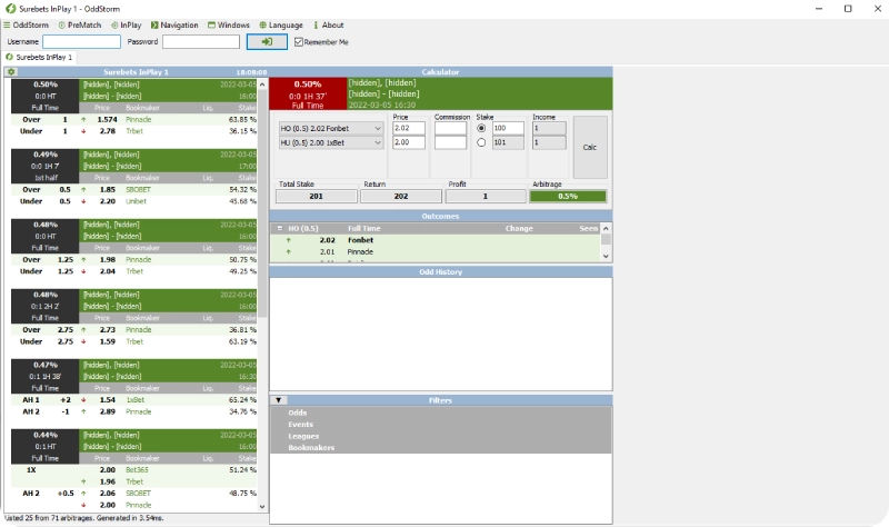 oddstorm  arbitrage opportunities