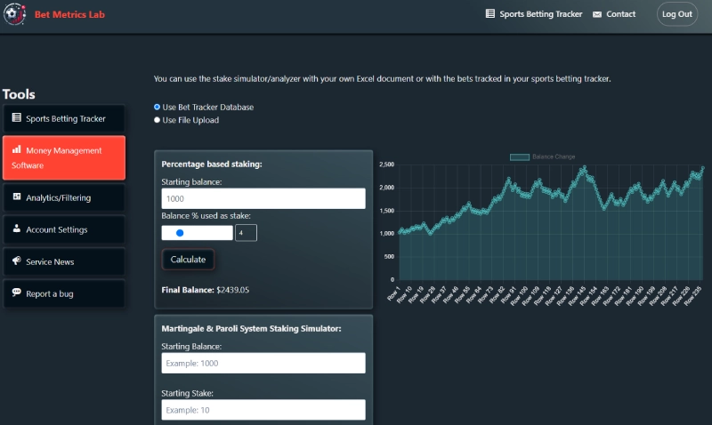 stake analysis tool for betting