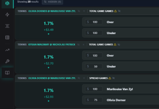 arbitrage opportunities on GambitOdds up to 1.7% profits